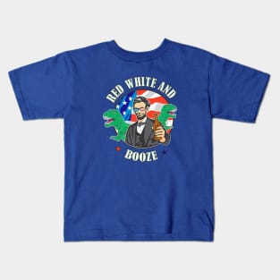 Patriotic Abe Lincoln Red White and Booze Kids T-Shirt